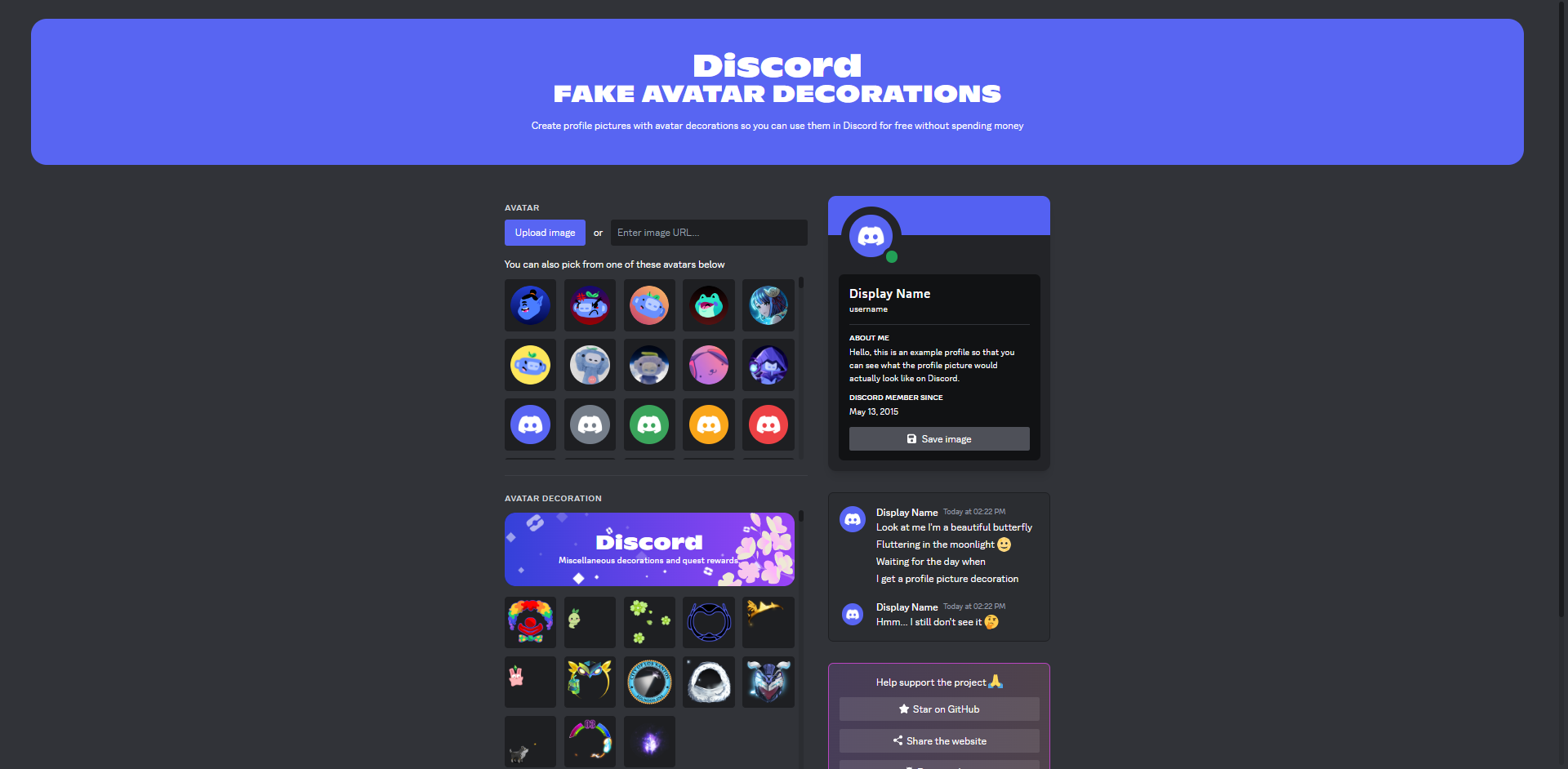 Discord Fake Avatar Decorations